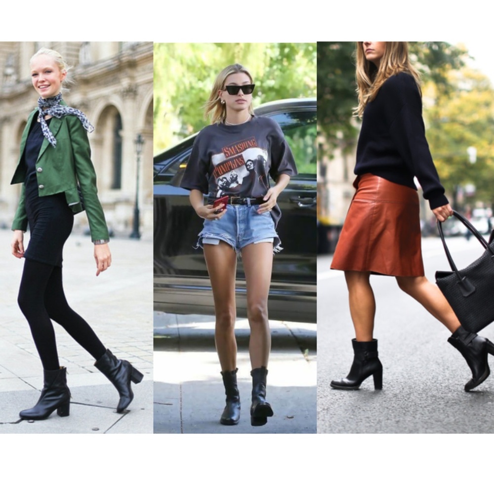 Stunning Retro Black Polished Leather Heeled Boots